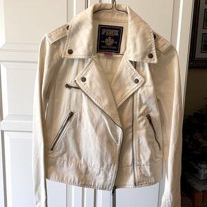 Pink by Victoria’s Secret White Denim Moto Jacket